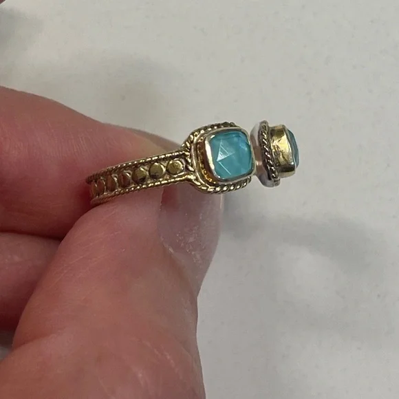 Anna Beck Gold Over Sterling Silver Ring With Turquoise-colored stones - Picture 5 of 6